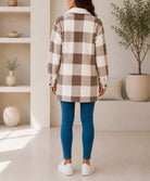 Ladies Brown And Cream Check Pattern Plush Top - StylePhase SA