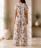 Ladies Brown And Cream Paisley Print Two-Piece Set - StylePhase SA