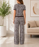 Ladies Brown And White Leopard Print Knitwear Jersey Set - StylePhase SA