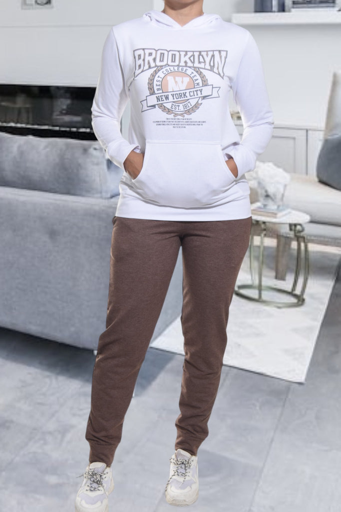 Ladies Brown Brooklyn Printed Tracksuit Set - StylePhase SA