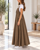 Ladies Brown Buckle Strap Side Pocket Maxi Dress - StylePhase SA