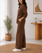Ladies Brown Button Through Two Piece Set- New Feeling - StylePhase SA