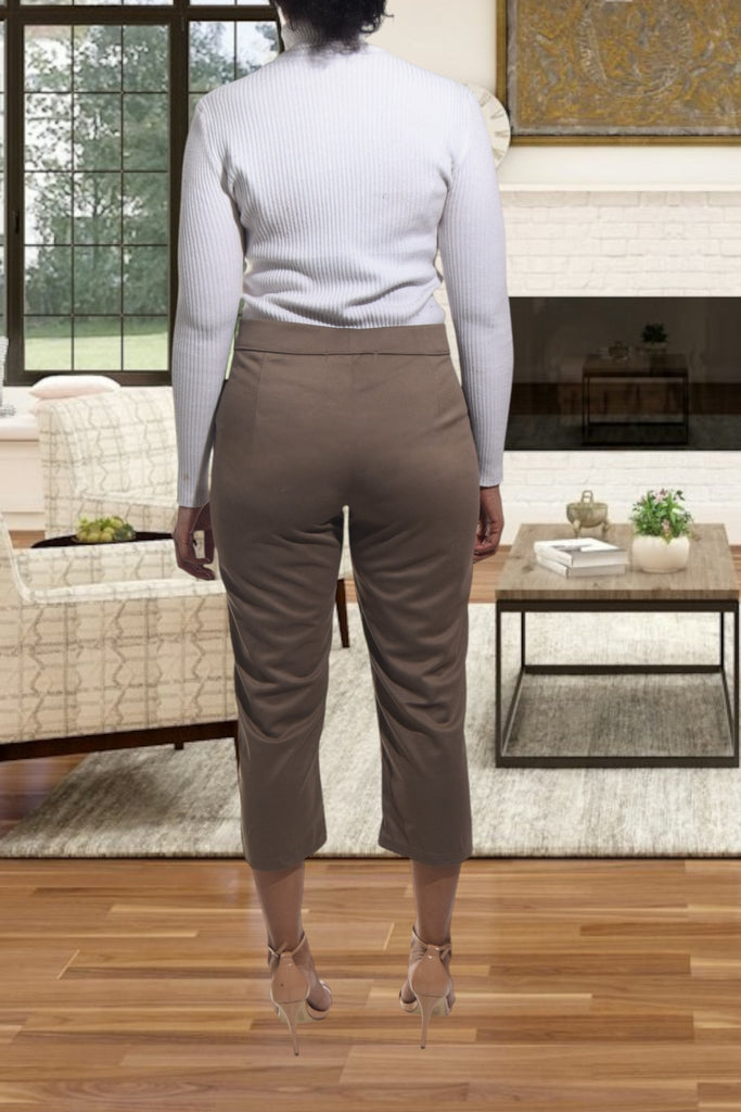 Ladies Brown Capri Zip Pants - StylePhase SA
