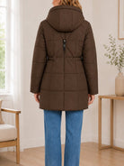 Ladies Brown Chocolate Long Line Padded Puffer Jacket - StylePhase SA