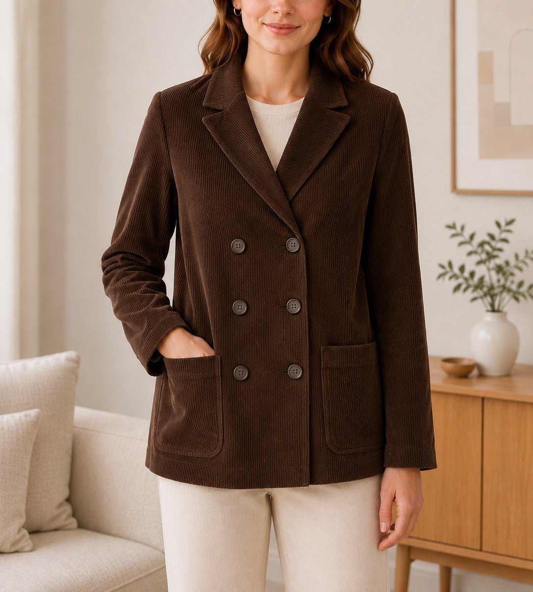 Ladies Brown Corduroy Jacket - StylePhase SA