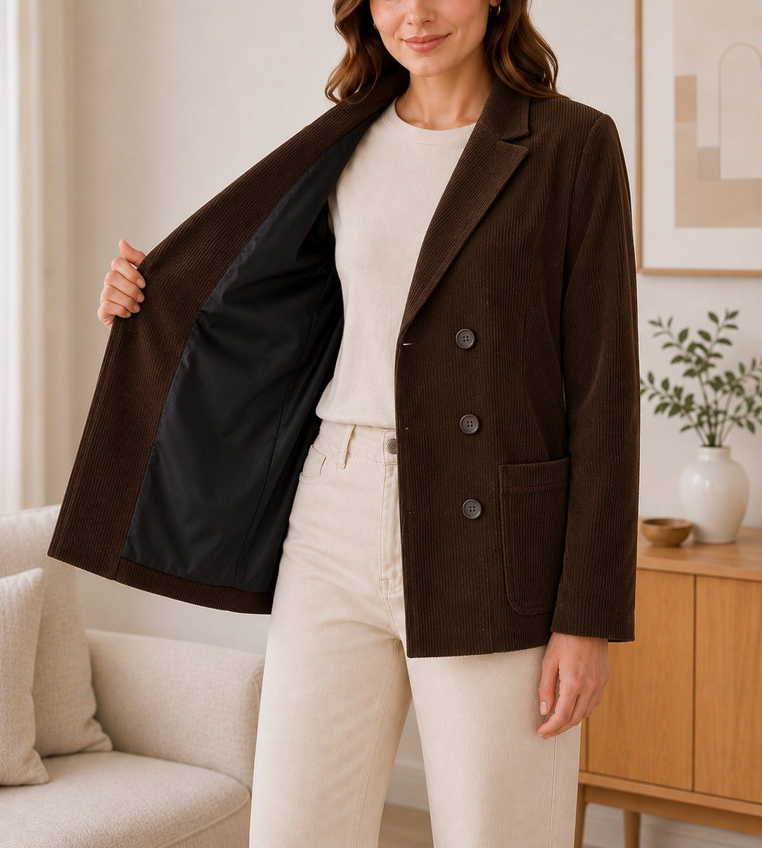 Ladies Brown Corduroy Jacket - StylePhase SA