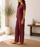 Ladies Brown Crinkle-Knit Two-piece New Feeling Set - StylePhase SA