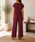 Ladies Brown Crinkle-Knit Two-piece New Feeling Set - StylePhase SA