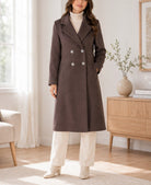 Ladies Brown Double Breast Melton Coat - StylePhase SA
