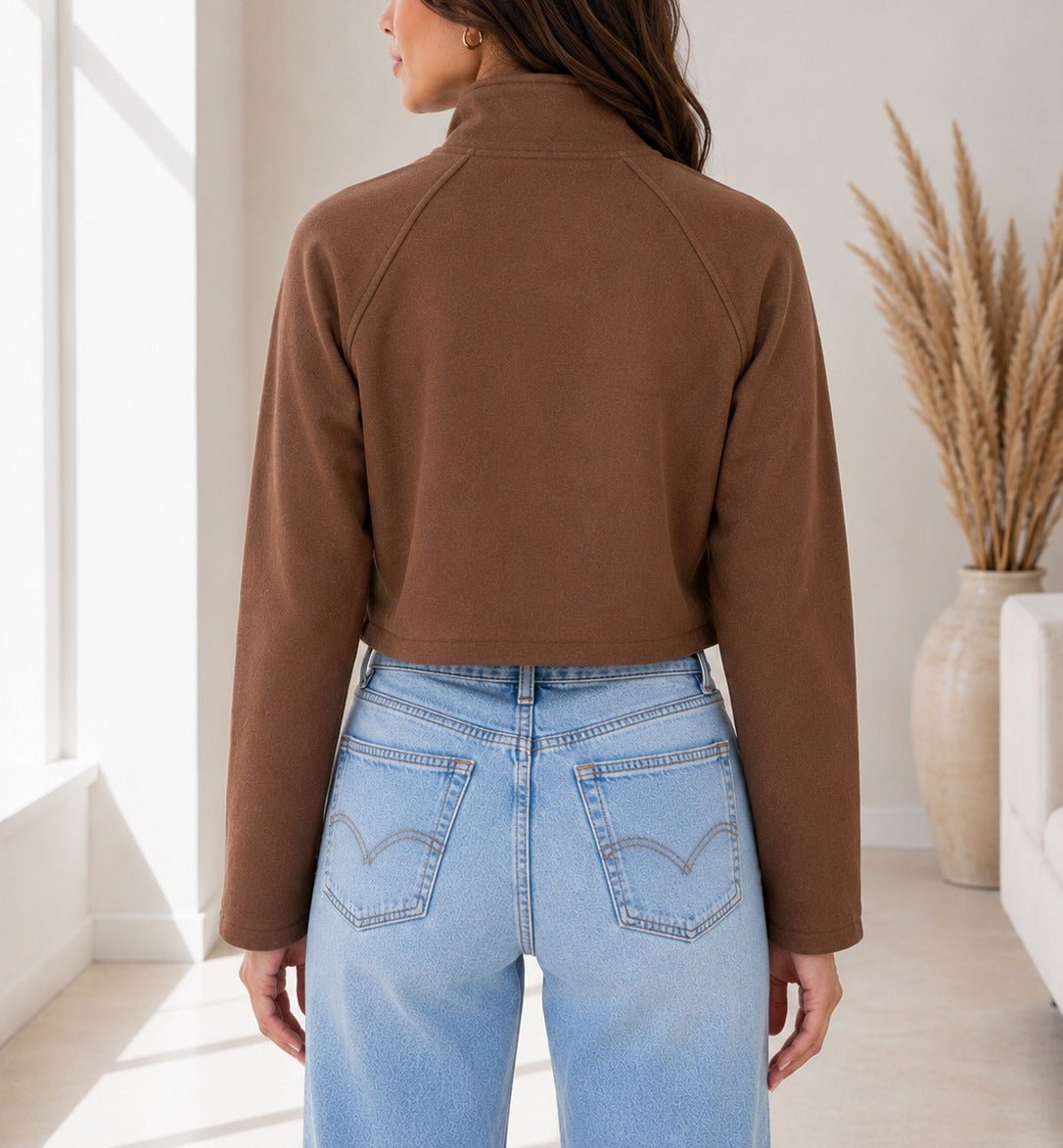 Ladies Brown Double Breasted Crop Jacket - StylePhase SA