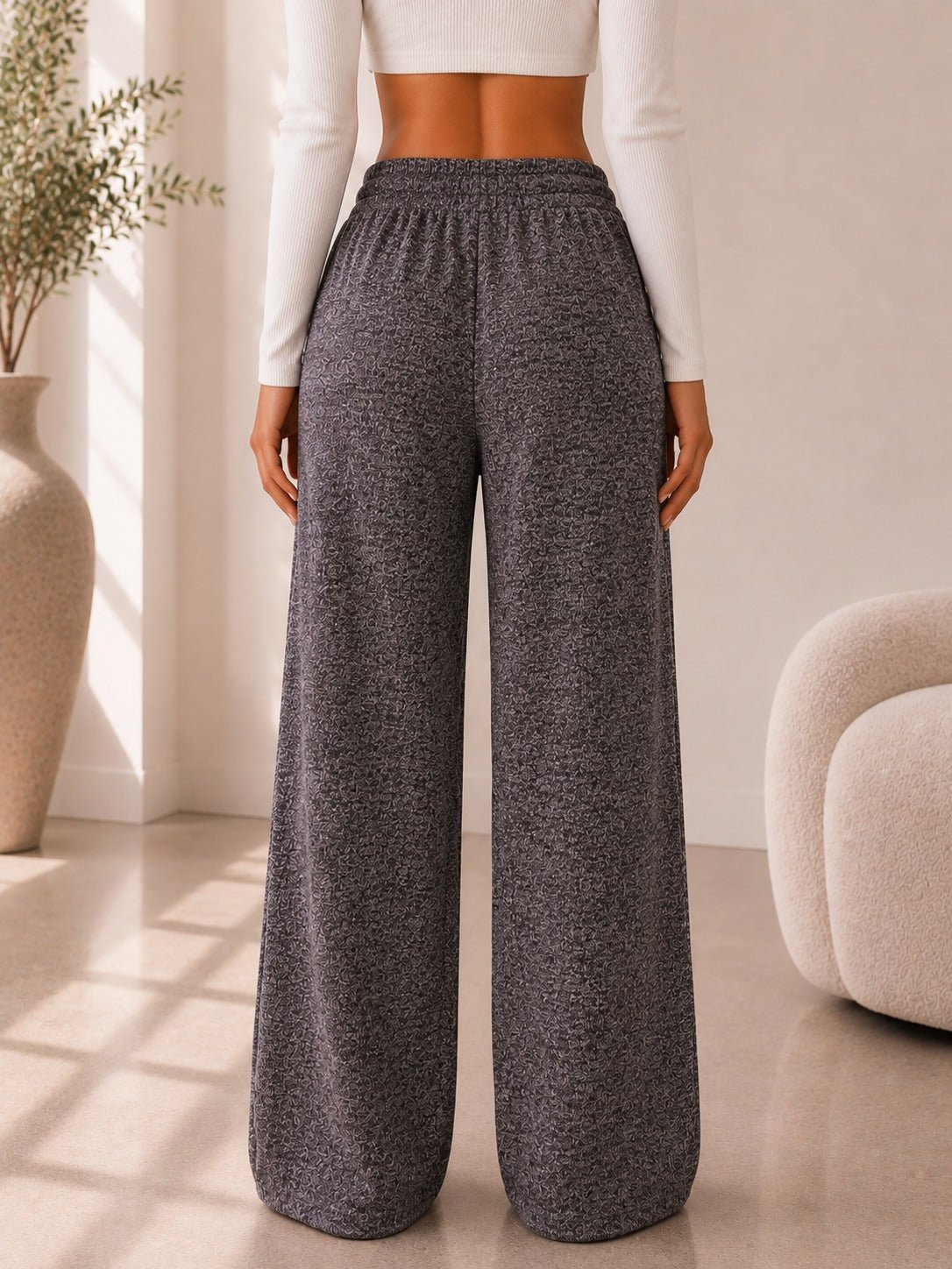 Ladies Brown Drawstring Knitwear Pants - StylePhase SA