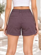 Ladies Brown Elastic Back Shorts - StylePhase SA
