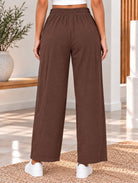 Ladies Brown Elastic Waistband Front Pocket Pants - StylePhase SA