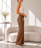 Ladies Brown Faux Leather Pants- New Feeling - StylePhase SA