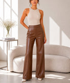 Ladies Brown Faux Leather Pants- New Feeling - StylePhase SA