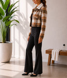 Ladies Brown Flap Pocket Crop Jacket - StylePhase SA