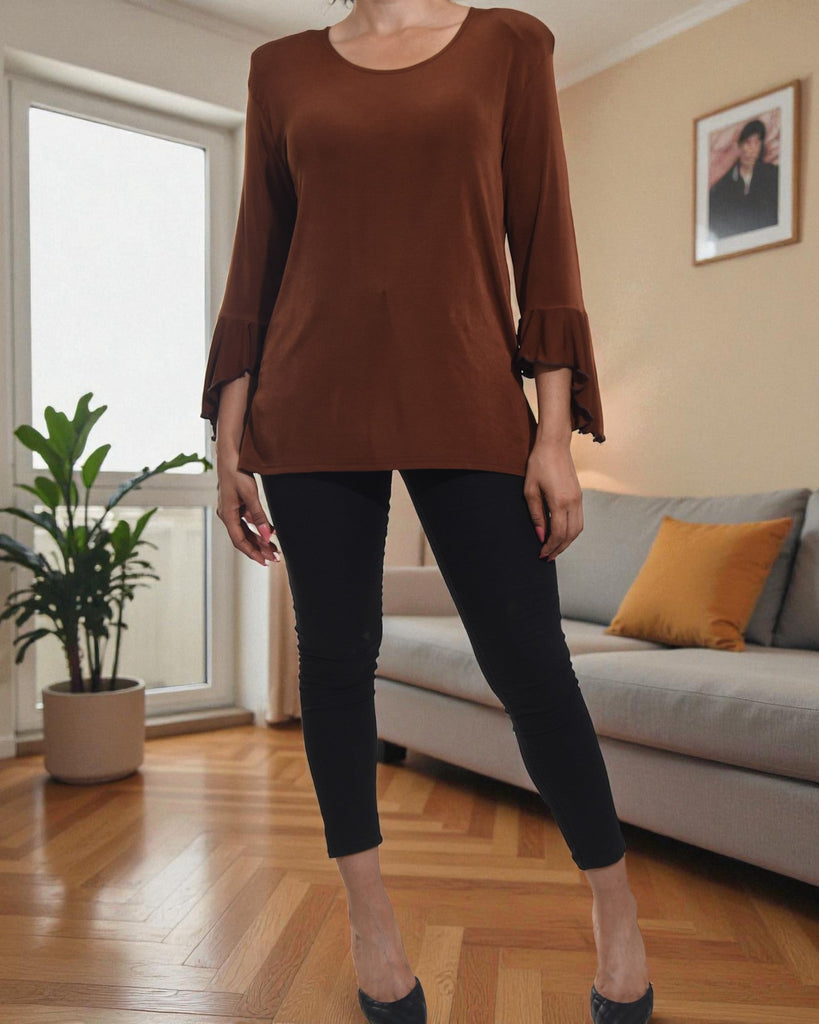 Ladies Brown Flare Sleeve Top - StylePhase SA