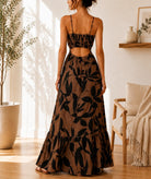 Ladies Brown Floral Cut Out Maxi Dress - StylePhase SA