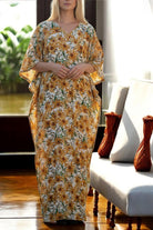 Ladies Brown Floral Free Size Kaftan - StylePhase SA