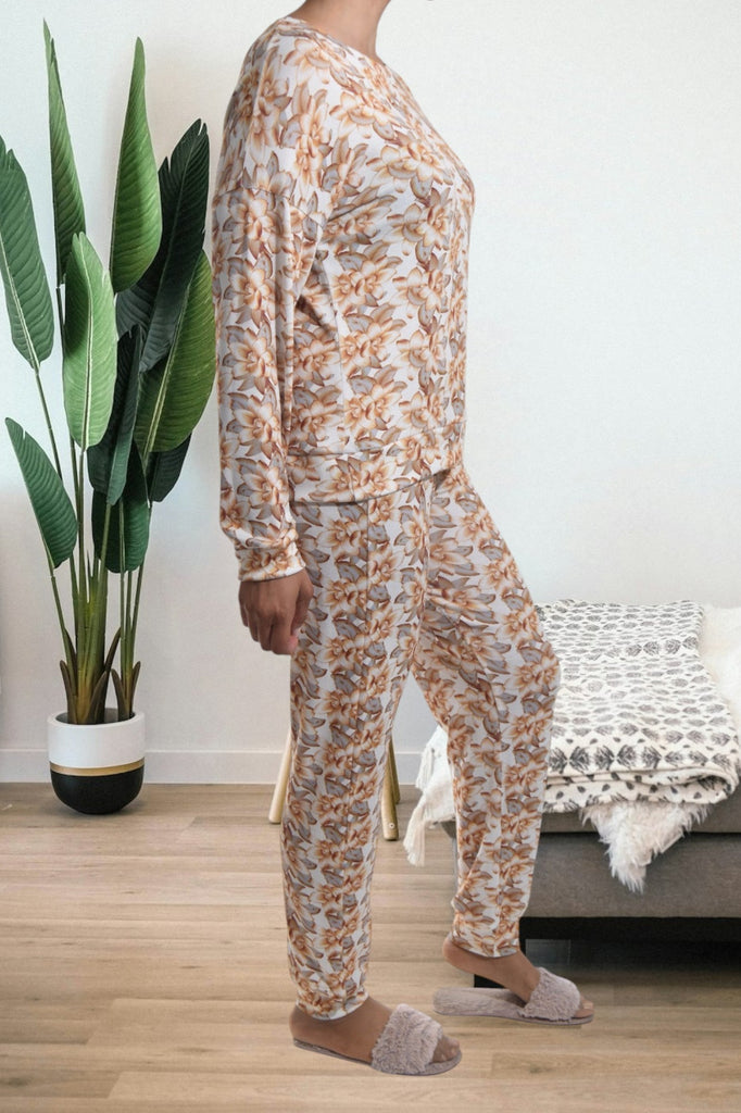 Ladies Brown Floral Pj Set - StylePhase SA