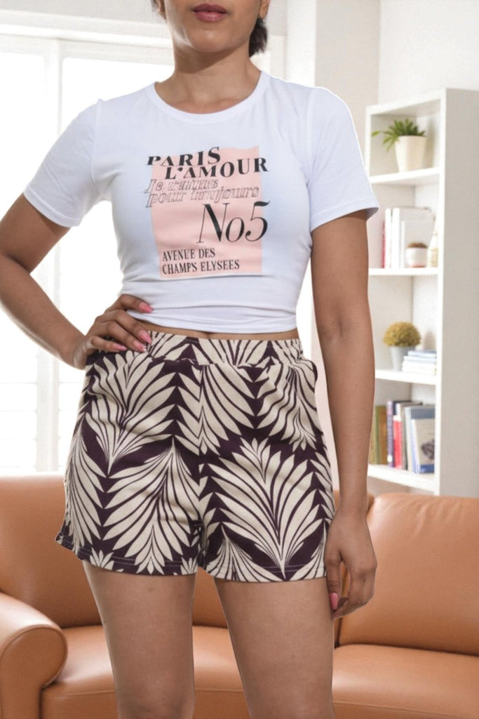 Ladies Brown Floral Pocket Shorts - StylePhase SA