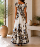 Ladies Brown Floral Smoked Waist Maxi Dress - StylePhase SA