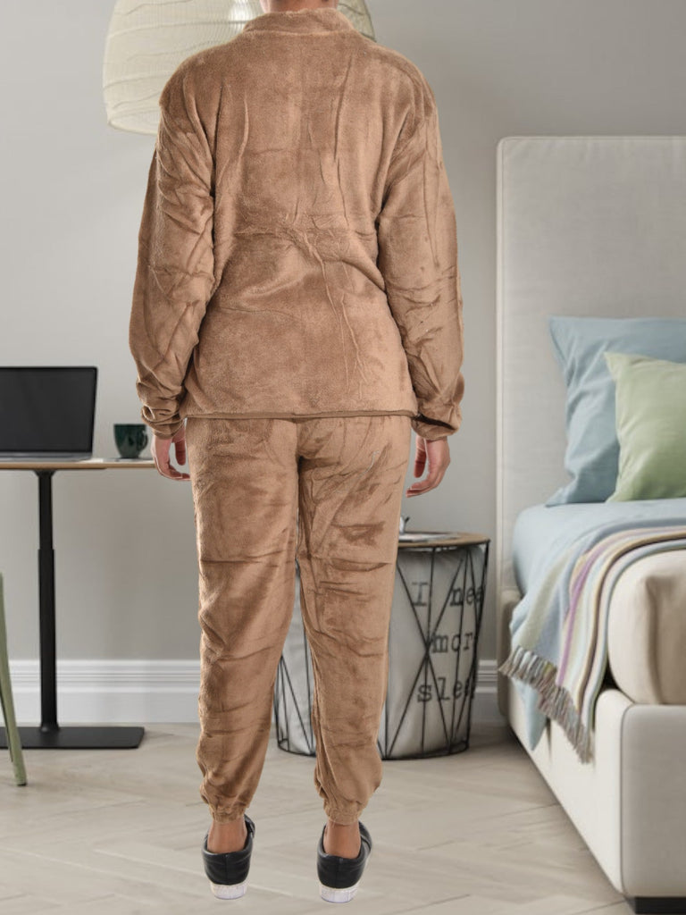 Ladies Brown Fluffy Tracksuit - StylePhase SA