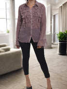 Ladies Brown Front Frill Shirt - StylePhase SA