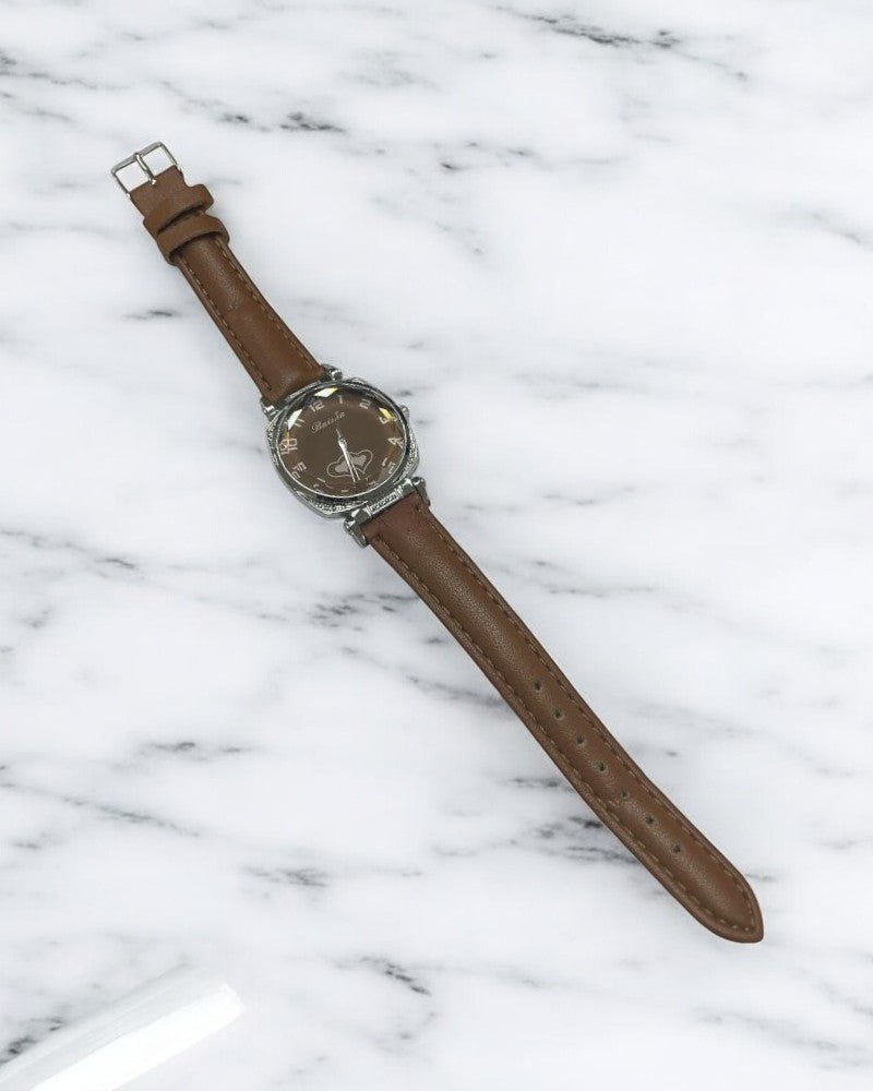 Ladies Brown Heart Strap Watch - StylePhase SA