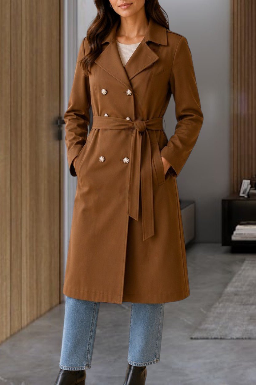 Ladies Brown Line Double Breast Coat - StylePhase SA