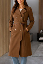 Ladies Brown Line Double Breast Coat - StylePhase SA