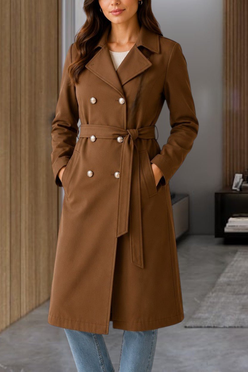 Ladies Brown Line Double Breast Coat - StylePhase SA