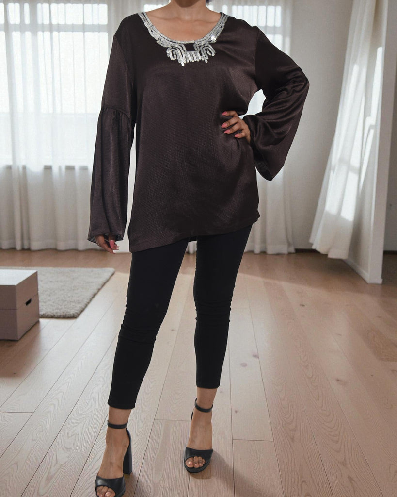 Ladies Brown Long Sleeve Blouse - StylePhase SA