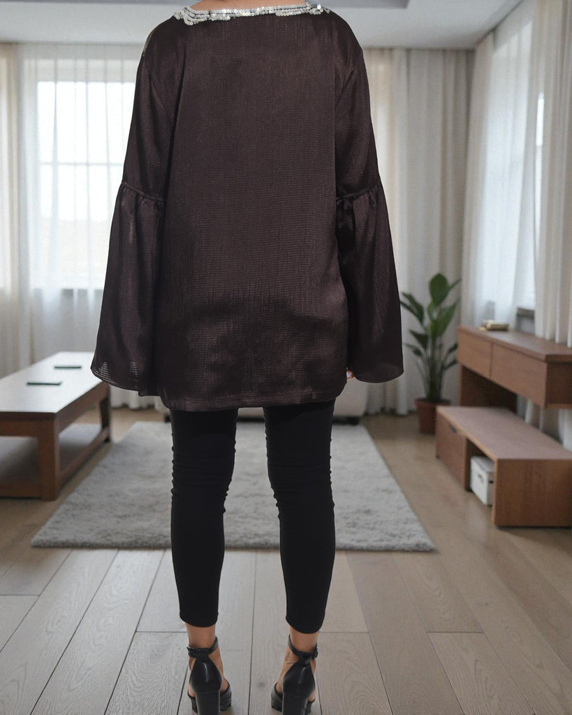 Ladies Brown Long Sleeve Blouse - StylePhase SA