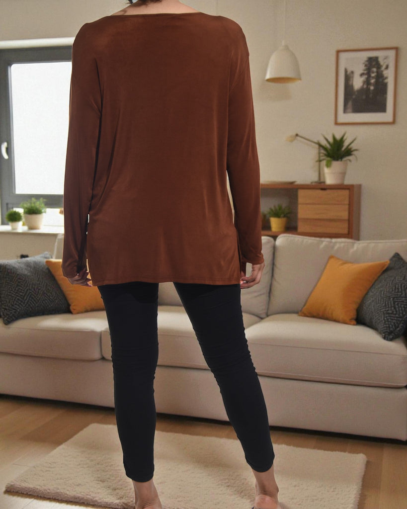 Ladies Brown Long Sleeve Top - StylePhase SA
