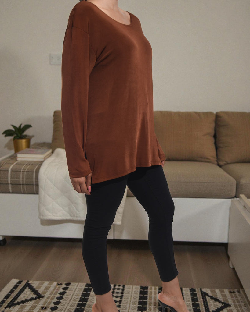 Ladies Brown Long Sleeve Top - StylePhase SA