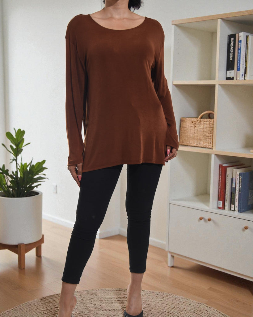 Ladies Brown Long Sleeve Top - StylePhase SA