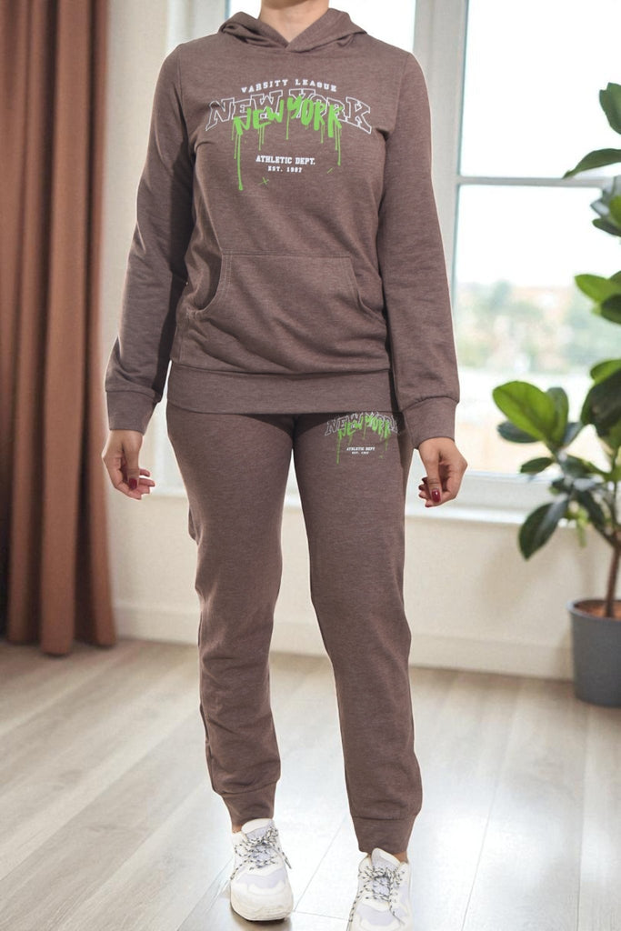 Ladies Brown New York Tracksuit Set - StylePhase SA