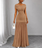 Ladies Brown Off Sleeve Maxi Dress - StylePhase SA