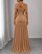 Ladies Brown Off Sleeve Maxi Dress - StylePhase SA