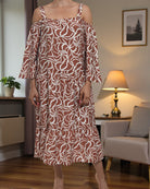 Ladies Brown Pattern Cut Out Dress - StylePhase SA