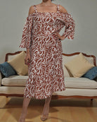 Ladies Brown Pattern Cut Out Dress - StylePhase SA
