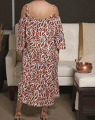 Ladies Brown Pattern Cut Out Dress - StylePhase SA