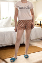 Ladies Brown Pj Set Rib Knit - Awesome - StylePhase SA