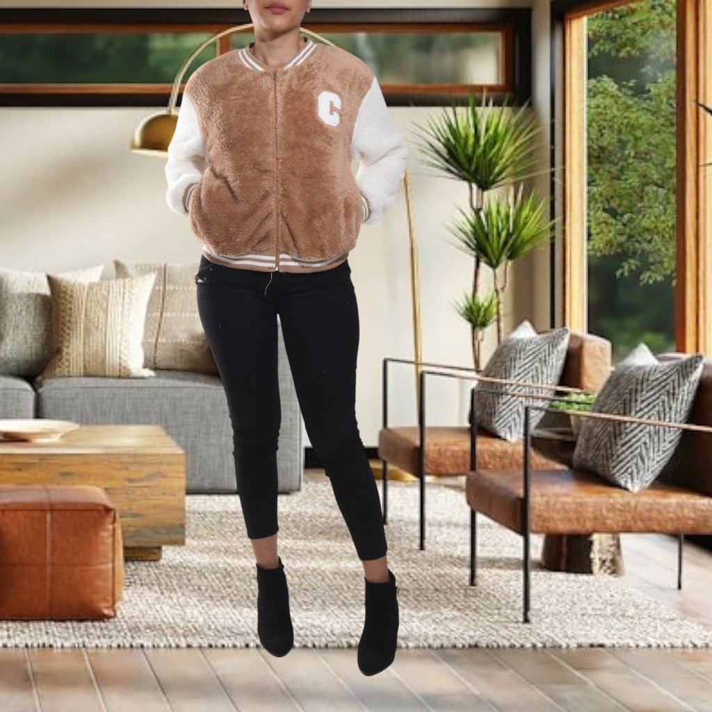 Ladies Brown Plush Printed Jacket - StylePhase SA