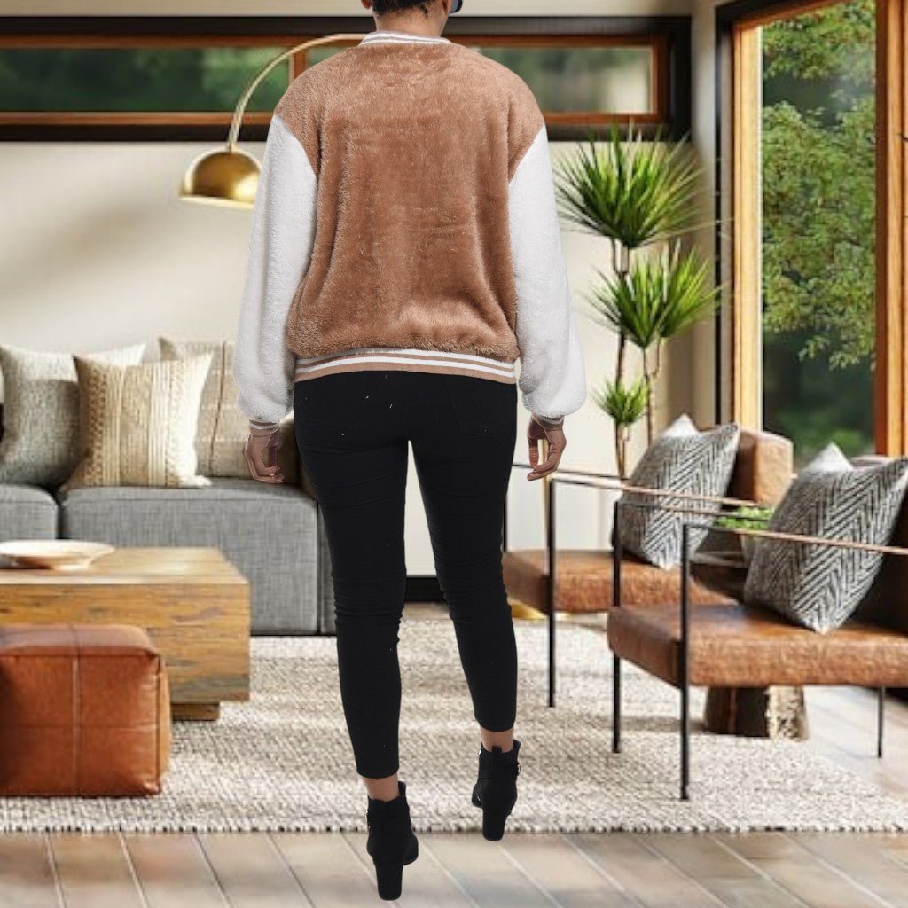 Ladies Brown Plush Printed Jacket - StylePhase SA