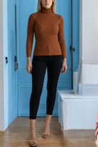 Ladies Brown Polo Neck Jersey Top - StylePhase SA