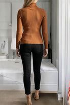 Ladies Brown Polo Neck Jersey Top - StylePhase SA