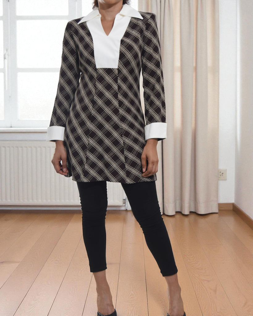 Ladies Brown Printed Collar Top - StylePhase SA