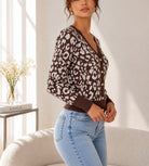 Ladies Brown Printed Jersey Top - New Feeling - StylePhase SA